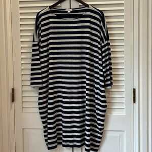 Striped Navy and Grey  Oversized Tee Dress NWT